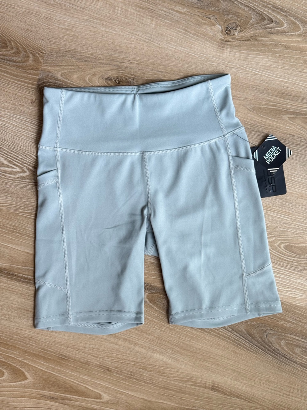 High-Waist Women's Bike Shorts in Light Gray